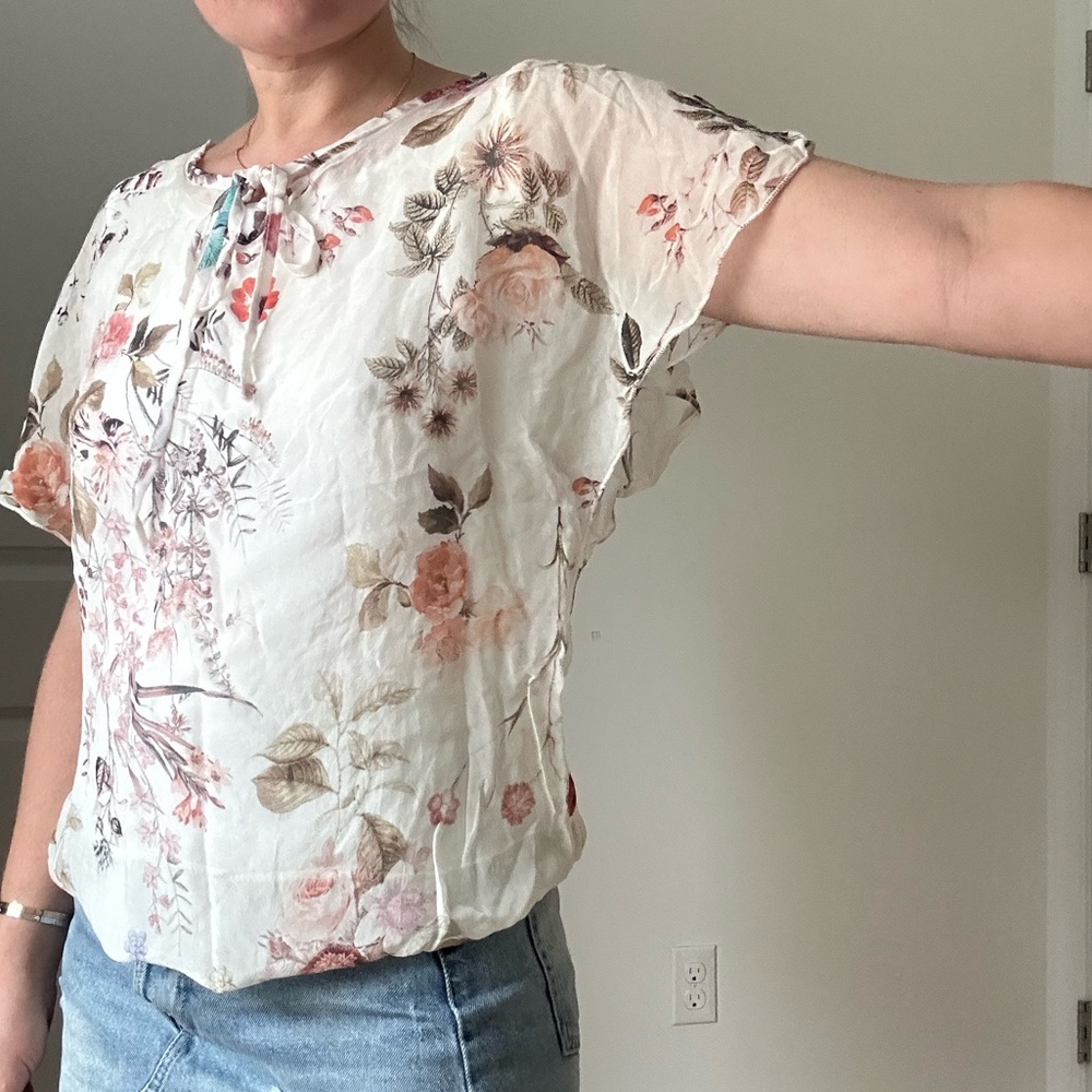 Printed Silk Lace Blouse - Picture 4 of 6
